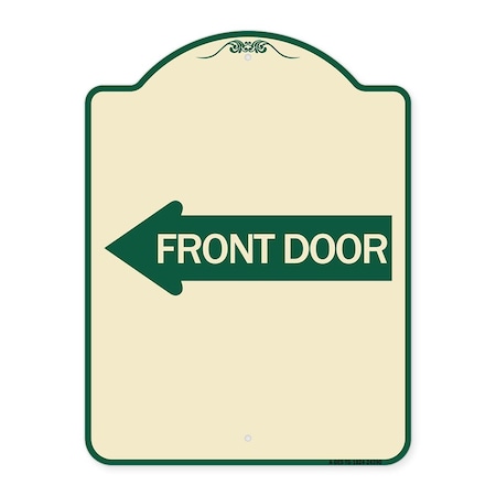Signmission Front Door With Left Arrow Heavy-Gauge Aluminum Architectural Sign, 24" x 18", TG-1824-24390 A-DES-TG-1824-24390